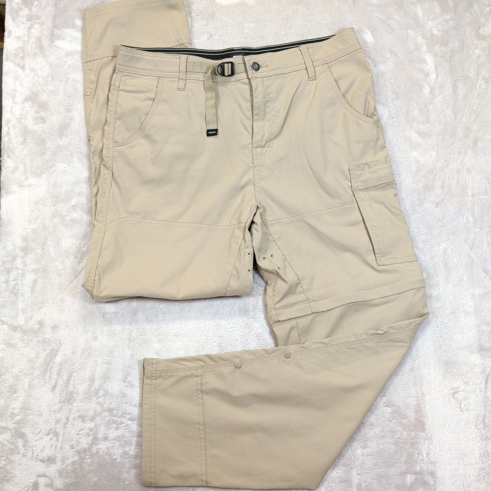 Prana Stretch Zion Convertible Pants Mens 34x30 (35x29) Tan Hiking Cargo Camping